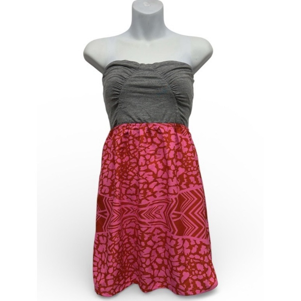 Roxy Strapless Pink & Grey Short Dress Size US M